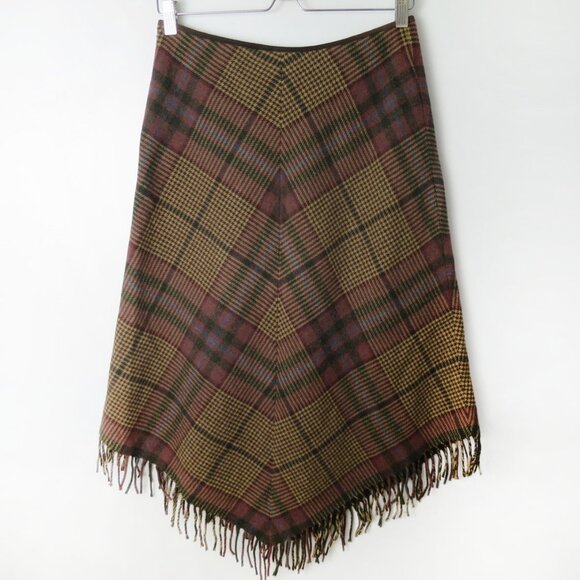 Lauren Ralph Lauren Lambswool Plaid Skirt With Fringe 6P - Picture 7 of 11